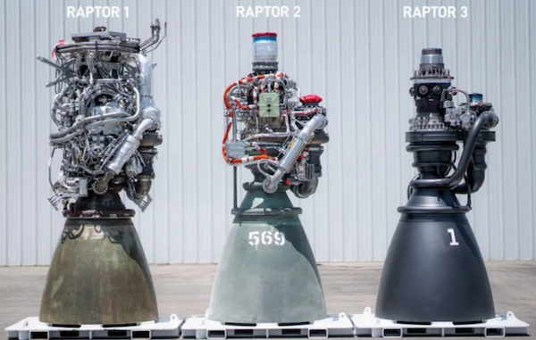 三代 SpaceX Raptor 引擎对比